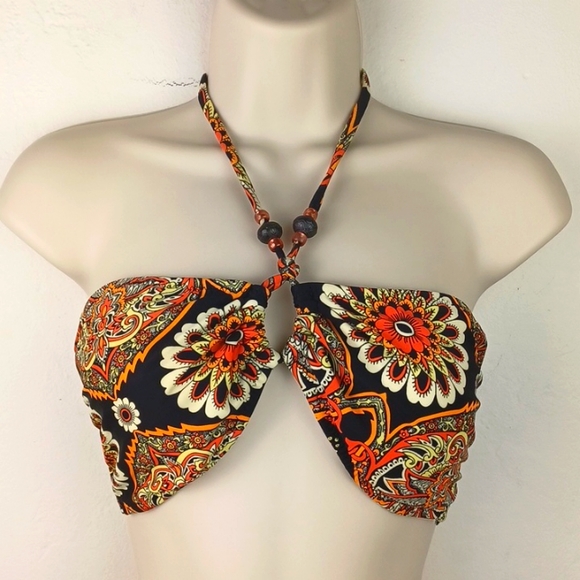 Point Conception Other - POINT CONCEPTION Boho Hippie Vintage Style Beaded Tie-Back Bikini Top SZ D